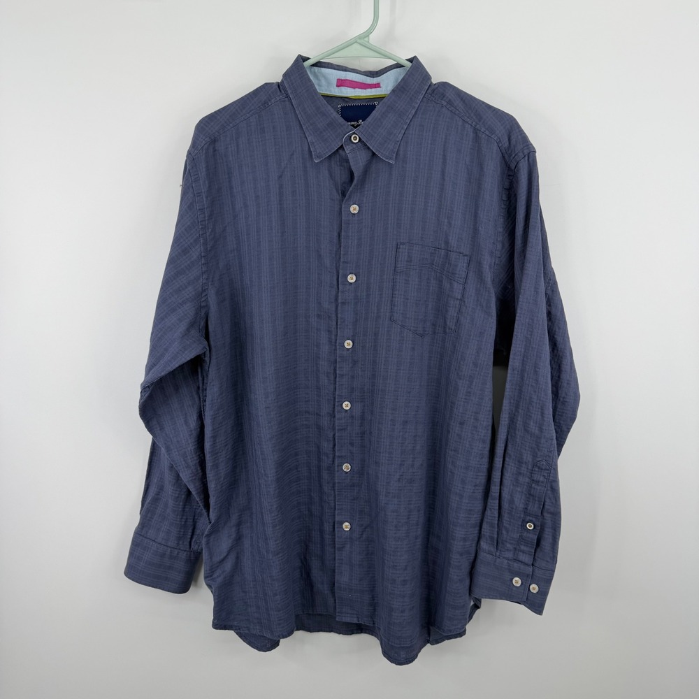 Tommy Bahama‎ Button Up Shirt Mens Large Blue Linen Island Coastal Preppy